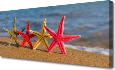Produktbild von Tulup Leinwand-Bilder 125x50 Wandbild Canvas Kunstdruck Strand Seestern Kunst