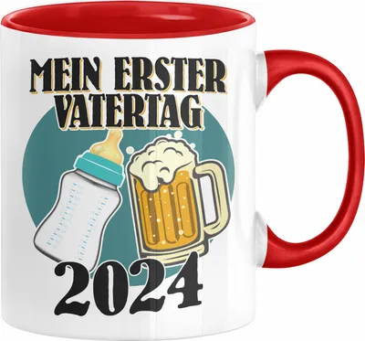 Produktbild von Erster Vatertag 2024 Geschenk Tasse Lustige Geschenkidee 1. Vatertag (Rot)