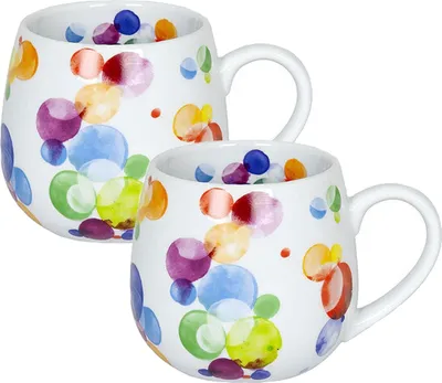 Produktbild von Könitz Porzellan Tassen Set Colourful Cast - Bubbles 2 teilig 400 ml Kaffeetassen Teetassen schönes Becherset