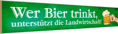 Produktbild von vianmo Holzschild 10x46 cm wer Bier trinkt unterstützt die Spruch Zitat