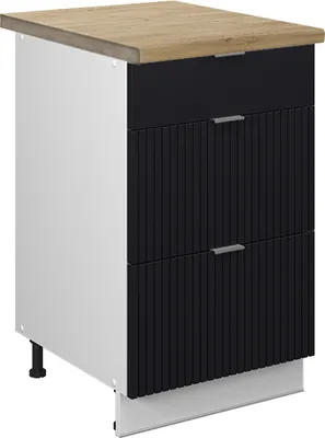 Produktbild von Küchenunterschrank Vicco Fame-Line Schwarz gestreift 50 cm , AP Goldkraft, Model 50987