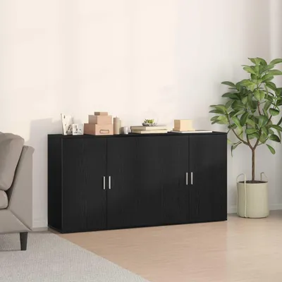 Image de vidaXL, meuble de rangement avec 2 portes, imitation chêne noir, 79 x 38 x 80 cm