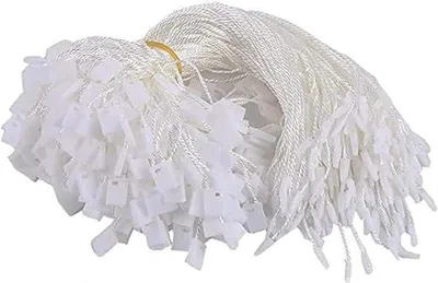 Produktbild von Nylon-Hängeetikett-Set mit 200 Wegwerf-etiketten, schwarz, günstige Preise für Hängeetiketten mit Klettverschluss (Weiß)