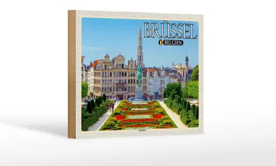 Produktbild von Holzschild Reise 18x12 cm Brüssel Belgien Kunstberg Geschenk