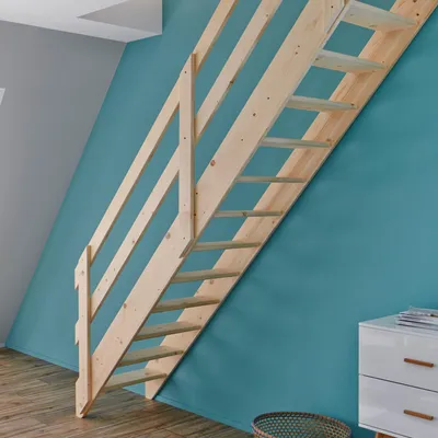 Productafbeelding van Ruimtebesparende trap Intercon Roma Fichte | Houten trap met 13 treden, geschikt voor etages tot 280 cm hoog | Treden