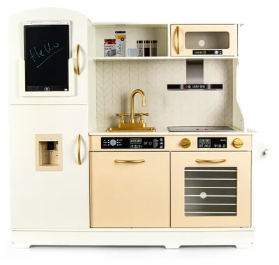 Image de Cuisine de jeu en bois pour enfants, avec accessoires et tablette interactive