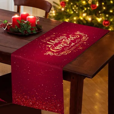 Produktbild von Tischläufer Weihnachten Rot 180 x 34 cm wasserdicht Oxford-Stoff rechteckig