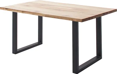 Produktbild von Esstisch 140x90 cm mit Baumkante, U-Gestell, Eiche massiv geölt, PARACATU-06