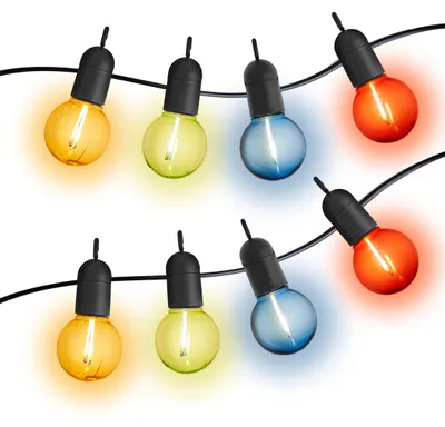Lichterkette 10 m, 26 LEDs, IP44, Timer, bunt
