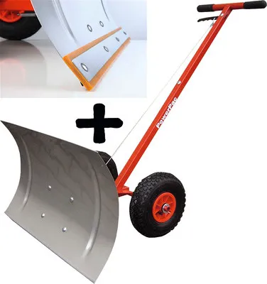 Produktbild von Hand-Schneeschieber Schneeräumer PowerPac SCH74 mit Reifen inkl. Zubehör Gummileiste Set
