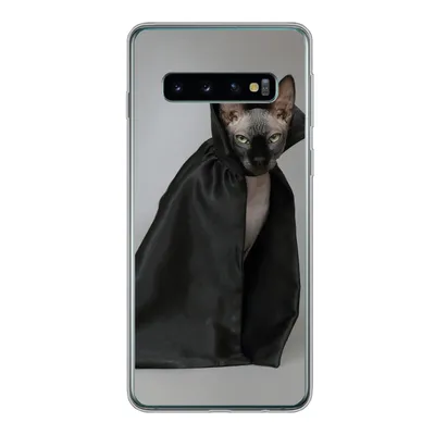 Produktbild von MuchoWow® Handyhülle Schutzhülle Hülle für Samsung Galaxy S10 Katze - Umhang - Schwarz Silikon Softcase Handy Hülle - Handytasche