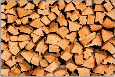 Produktbild von Wallario Outdoor-Poster für Garten oder Balkon, Motiv Holzstapel gehackt - Holzscheite für den Kamin, in ca. 61 x 91,50 cm