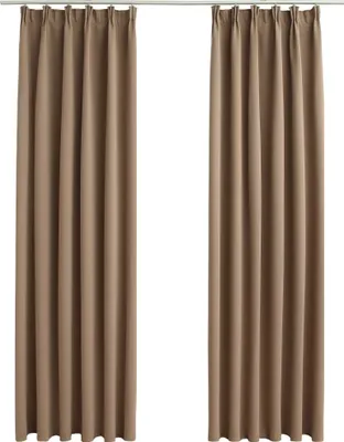 Image de Rideaux occultants avec crochets 2 pcs Taupe 140x175 cm