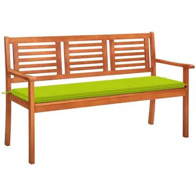 Image de banc de jardin 3 places avec support 150 cm en bois massif d'eucalyptus