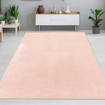 Produktbild von Moderner rosa Teppich samtig weich pflegeleicht für Kinderzimmer, Wohnzimmer, Schlafzimmer Größe - 240 x 340 cm