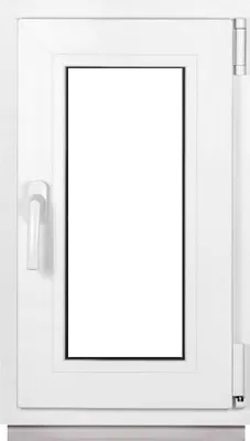 A white window frame with a clear glass pane.