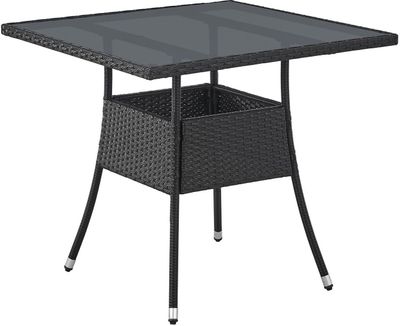 Juskys Polyrattan Gartentisch Yoro eckig - wetterfest 80x80 cm Outdoor Tisch - Schwarz