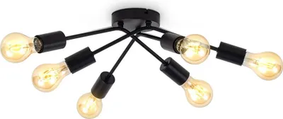 Produktbild von B.K.Licht Deckenleuchte Retro Vintage Schwarz max. 6 x 40W E27 ohne Leuchtmittel schwenkbar