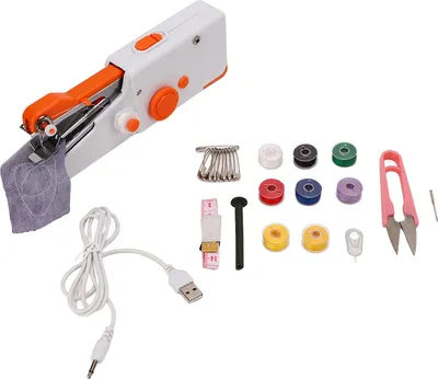 Immagine prodotto di Macchina da cucire portatile arancione Mini fai da te manico ergonomico elettrico per la famiglia in viaggio