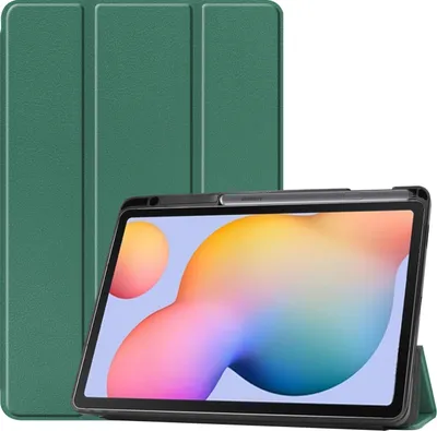 Produktbild von Case2go - Hülle kompatibel mit Samsung Galaxy S6 Lite (2024) / Samsung Galaxy Tab S6 Lite (2022/2020) - Mit Standfunktion - Kunstleder Tablet Case Schutzhülle - Grün