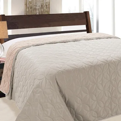 Produktbild von Tagesdecke Steppdecke Bettüberwurf 1 TLG. Set (Ohne Kissenbezüge) Größe: 170x210 cm, Farbe: Helllachs Rosa Silber Grau- 006