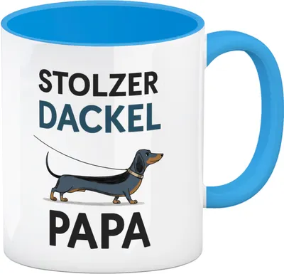 Produktbild von Stolzer Dackel Papa Kaffeebecher in hellblau