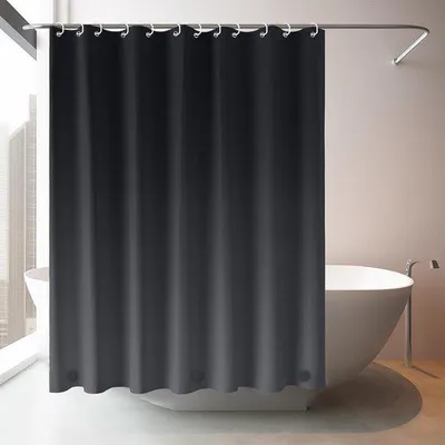 Obrázek produktu pro Černý sprchový závěs 180 x 180 cm, omyvatelný, 12 kroužků, voděodolný