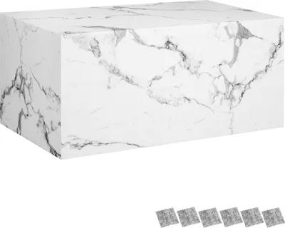 Image de Table basse LASLEY - Aspect marbre blanc, 90 x 50 x 40 cm