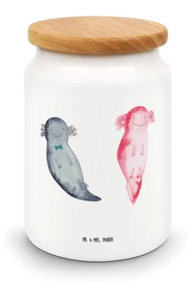 Produktbild von Mr. & Mrs. Panda behälter Axolotl Freundin - Weiß - Geschenk, Liebe, tee, Lurch, Dose, Keksdose, Kaffeedose, Aufbewahrungsdose, Valentinstag