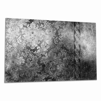 Produktbild von Wallario Herdabdeckplatte aus Glas, Größe 80 x 52 cm 1-teilig, Motiv Schnörkelmuster in grau