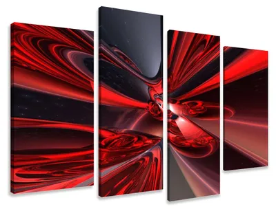 Produktbild von 6137 Rote Fantasie Leinwandbild 4-teilig 130x80 cm