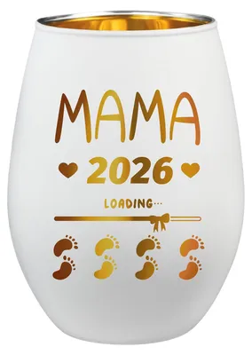 Windlicht aus Glas mit Gravur Mama 2026 – Teelichthalter
