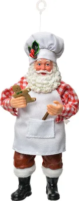 Produktbild von Clayre & Eef Weihnachtsanhänger Weihnachtsmann 17 cm Weiß Textil