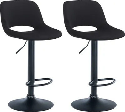 Produktbild von CLP 2er Set Barhocker Camden Samt drehbar und höhenverstellbar schwarz Material Gestell Metall matt schwarz