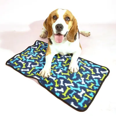 Produktbild von Hundedecken, weiche flauschige Fleece-Decke für Haustiere, warme Schlafmatte, Knochenmuster, Welpe, Kätzchen, Hundematte, L (15.74" x 12.59")