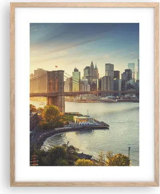 Produktbild von Gerahmtes Poster - Rahmen in heller Eiche - New York Brücke - 40x50 cm - Wand Bild - Wanddeko - Wandbilder - Kunstposter - Wandposter - Bilderrahmen - Bilder - Kunstdruck - Wandbild - P2NPA40x50-4047