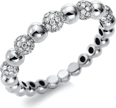 Produktbild von Pavé Ring Kugel aus 750 Weißgold 105 Brillanten 0,36ct TW-SI B:3,4mm Innenumfang 54mm  Ø17.2mm