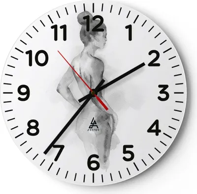 Produktbild von Wanduhr - Rund - Glasuhr - Frau Körper Stück - 40x40cm - Schleichendes Uhrwerk - Lautlos - zum Aufhängen bereit - Dekoration Modern - Wanddekoration aus Glas - C4AR40x40-4995