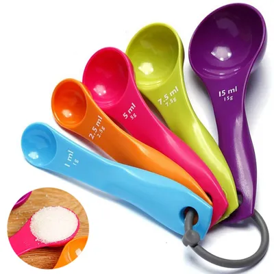 Produktbild von Messlöffel Set Bunte Kunststoff Messlöffel Set für Backen Küche 5 Stück