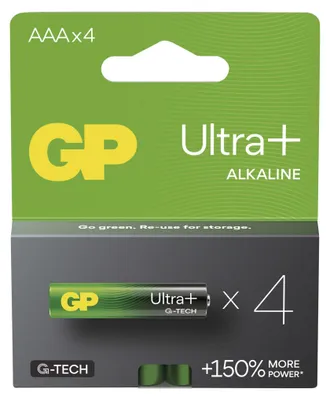 Alkalická baterie GP Ultra Plus AAA (LR03), 4 ks