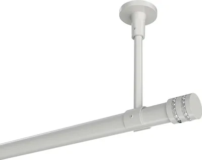 Produktbild von Interdeco Gardinenstange / Vorhangstange Weiß, Typ Sonette Estana (Glitzerkappe) ohne Ringe, Deckenmontage, 20 mm Ø 1-läufig, 320 cm