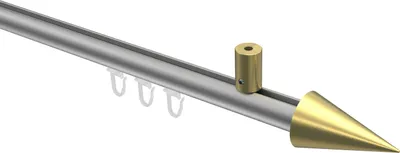 Produktbild von Interdeco Innenlaufstange / Gardinenstange mit Innenlauf Silbergrau / Messing-Optik, Typ Sonius Savio (Kegel) Deckenmontage, 20 mm Ø 1-läufig, 100 cm