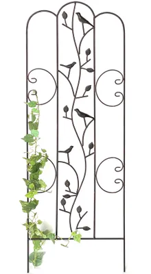Produktbild von DanDiBo Rankhilfe Metall mit Vögel Blumengitter 110 cm Freistehend Rankgitter 1858 Steckzaun Kletterhilfe Zaun