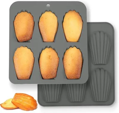 Image de Moules à pâtisserie en silicone - Moules à gâteau en forme de coquille - Lot de 2 - Gris - Revêtement antiadhésif