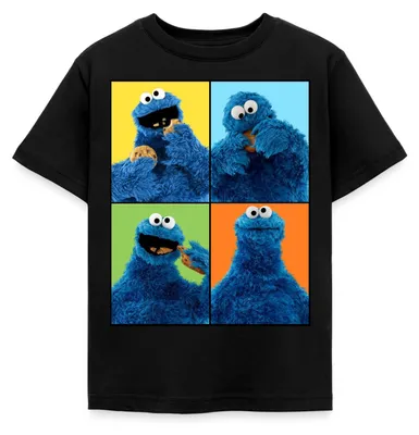 Produktbild von Spreadshirt Sesamstraße Krümelmonster Posen Kinder T-Shirt, 98/104 (3-4 Jahre), Schwarz