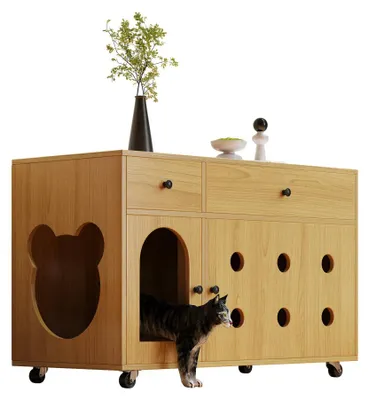 Produktbild von Kratzbaum - Katzenhaus - Kratzmöbel - Katzenbaum - Katzengehege - Integrierte, herausnehmbare Katzentoilette