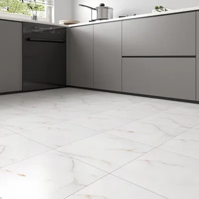 Produktbild von PVC Bodenbelag selbstklebend Weiß Marmoroptik 30x30 cm 18 Fliesen