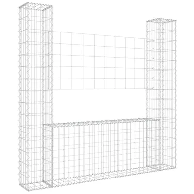 Produktbild von Gabionenkorb U-Form mit 2 Säulen Eisen 140x20x150 cm