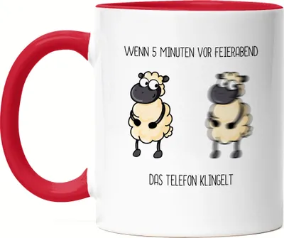 Produktbild von Feierabend Tasse Rot Lustig mit Spruch Büro-Tasse Kollege Kollegin Chef Chefin Humor
