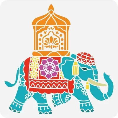 Image de Coloriage d'éléphant, 30 x 30 cm, pour la décoration murale ou les meubles en bois